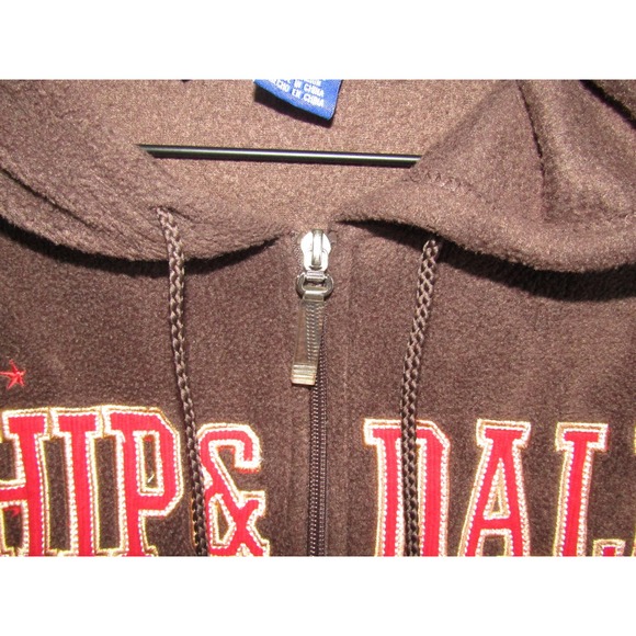 Disney Chip and Dale Zip Up Hoodie Brown Fleece Character Graphic Medium - Picture 6 of 12